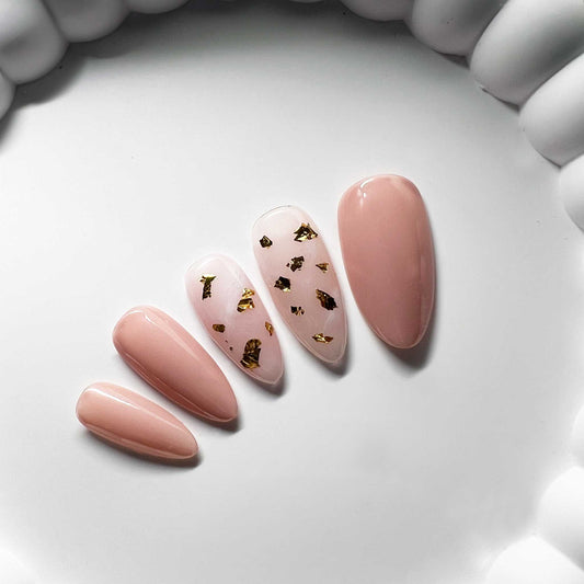 kit de press-on nails nude Sweet Gold
